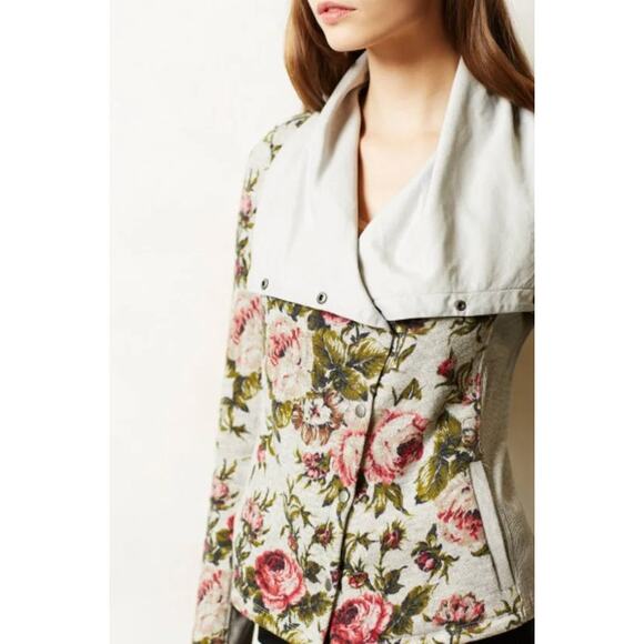 Saturday Sunday Anthropologie Knit Florascape Moto Jacket Small - Picture 2 of 7